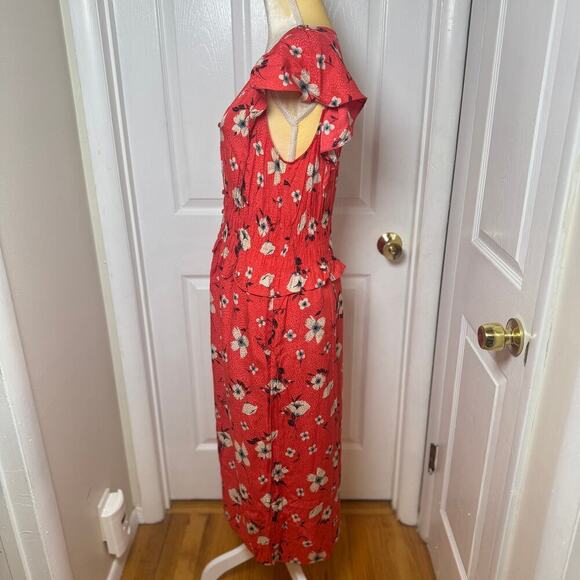 Rebecca Taylor Daniella Smocked Floral Silk Button Down Midi Dress - L - Picture 6 of 10